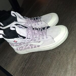 Vans Lavender High-Top Sneakers with Leopard Panels